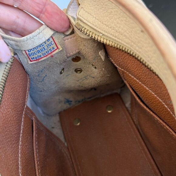 Dooney & Bourke Vintage buckle ziptop satchel oatmeal Leather Crossbody Shoulder - Picture 12 of 14